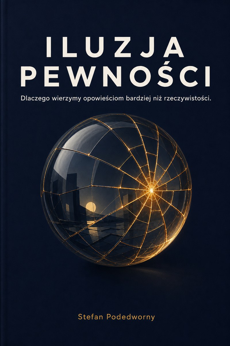 Okładka książki „Iluzja pewności” — Dlaczego wierzymy opowieściom bardziej niż rzeczywistości
